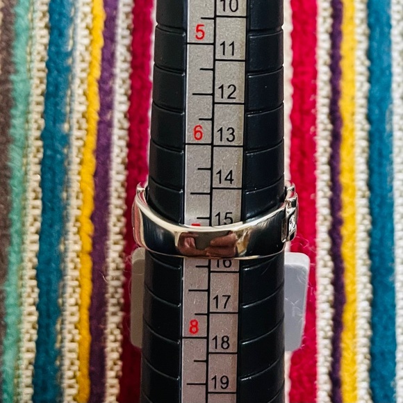 Moissanite And Sterling Silver Presidential or Watchband Style Band Ring | Sz 7 - Picture 10 of 10